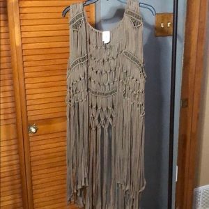 Mocha fringe western cardigan